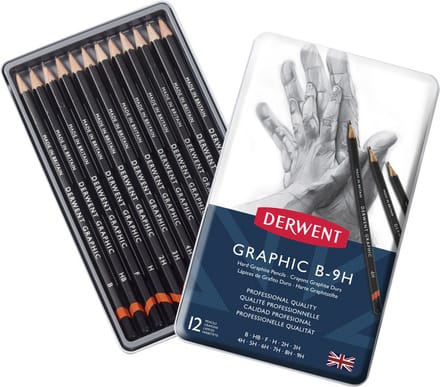 Derwent Graphic Hard potloden set in blik assorti 12 stuks