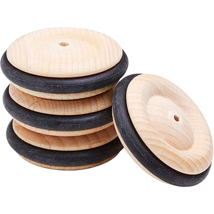 VBS Houten wielen met rubberen banden, 4 stuks