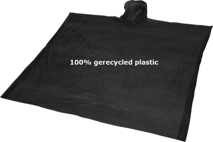300 stuks ponchos - 100% gerecycled kunststof- Zwart Transparant