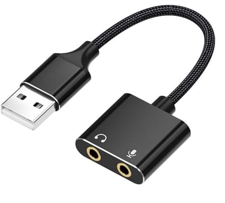 USB Stereo Audio Adapter - Externe Geluidskaart voor Laptop, Hoofdtelefoon en Microfoon 3,5 mm