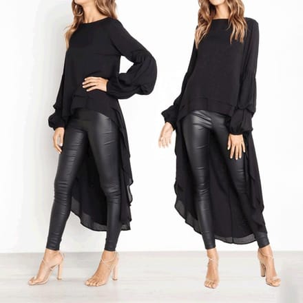 Dames herfst winter pullover chiffon shirt met lange mouwen onregelmatige chiffon top voor dames XL