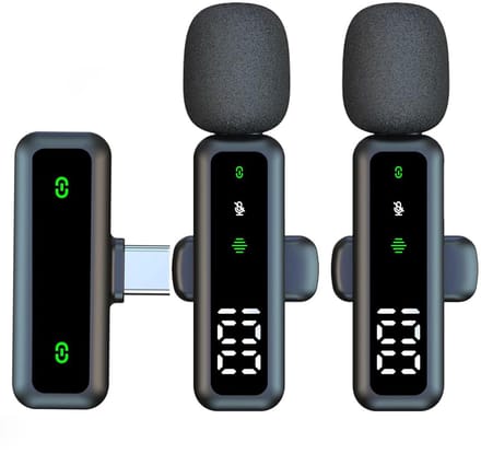 Microfoon - Draadloze microfoon - Microfoon bluetooth - Dasspeld Microfoon - Met digitale vermogensweergave - USB-C - Plug & Play - 2 Stuks - Geschikt voor video-opnames