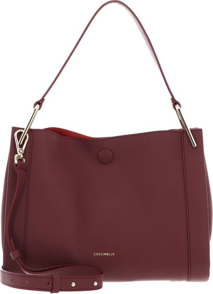COCCINELLE Leren Schoudertas Wallace Handbag Double Grainy Leather Brandy / Gren. Red Bruine