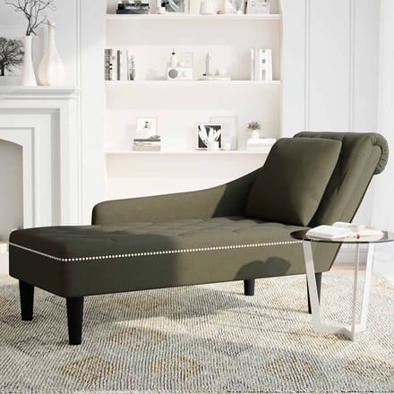 vidaXL - Chaise - longue - met - kussen&rechterarmleuning - kunstleer - legergroen