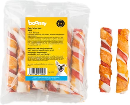 Boomy Bacon Beef Chicken Roll 25cm 4 stuks