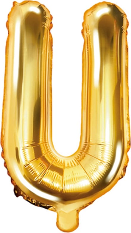 Partydeco - Folieballon Goud Letter U (35 cm)