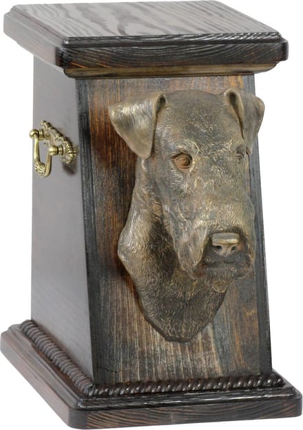 Elegante urn voor hondenas met beeld van Fox Terrier