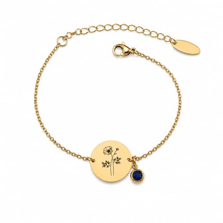 Geboortebloem Armband met Geboortesteen Goud