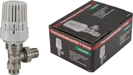 Riko Thermostatisch Radiatorventiel Haaks 1/2 Inch x 15 mm - Met Knop