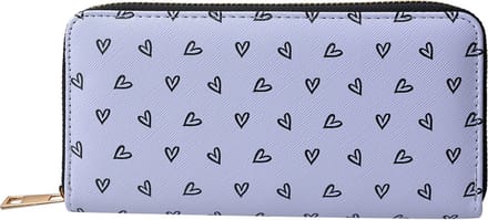 Juleeze Portemonnee 10x19 cm Wit Zwart Polyester Hartjes