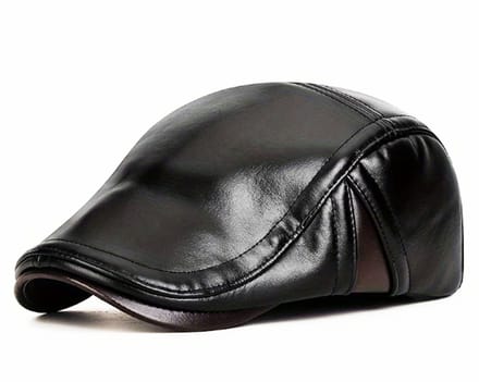BamBella ® - Baret - zwart bruin - Nep Leer Heren muts Pet