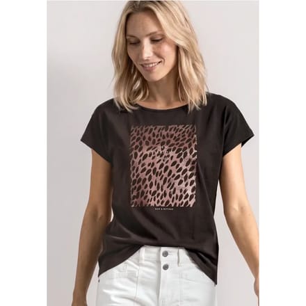 Shirt met ronde hals en folie-details