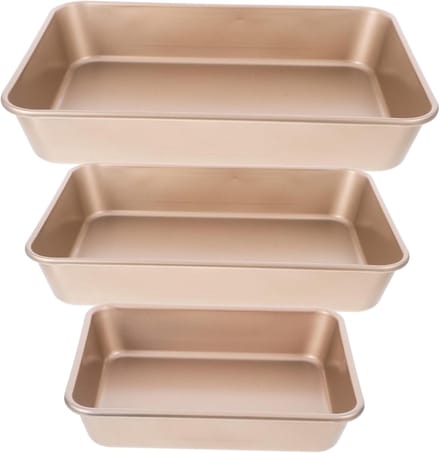 Diepe Bakpan Set - Oven Pannen - Bakken Thuis - Koolstofstaal Constructie - 3 Maten - Goud