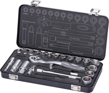 doppenset - 3/8 duims aansluiting - 24 delig - doppendoos - ratelset - xp tools