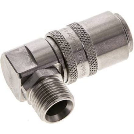 RVS DN 9 Tempereerkoppeling Snelkoppeling G 3/8 inch Buitendraad 90-deg