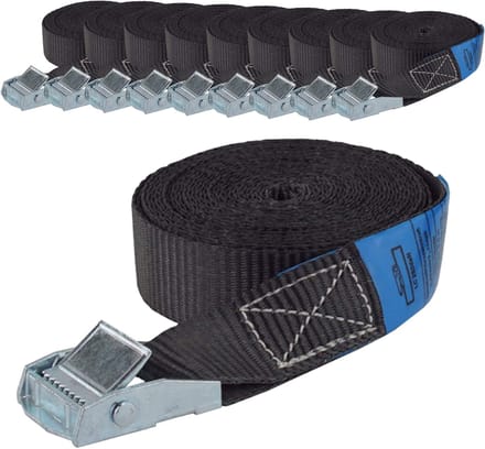 10x Spanband Spanband klemvergrendeling auto 1-delig 4m 250 kg ZWART