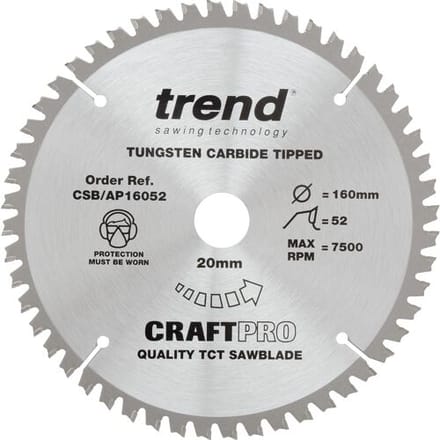 Trend AP cirkelzaagblad 160x20x2,2mm 52T