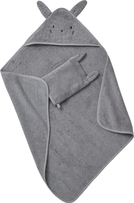 Vertbaudet Badcape + washandje van biologisch katoen