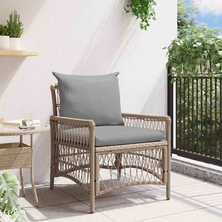 vidaXL Tuinstoel met kussen Beige 73 x 61 x 77 cm poly rattan