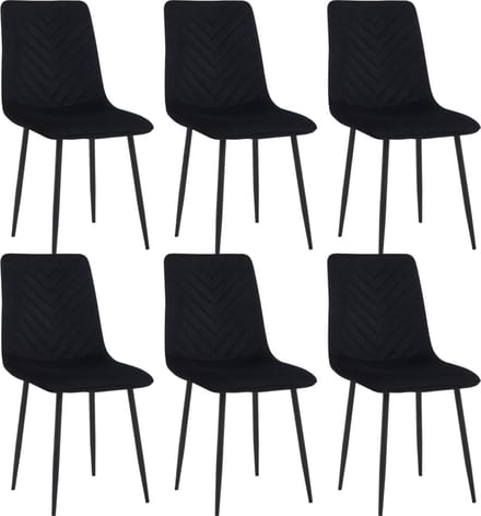Colenis® - Senny Eetkamerstoel - Set Van 6 - Zwart - Fluweel - Industrieel - Eetkamerstoelen