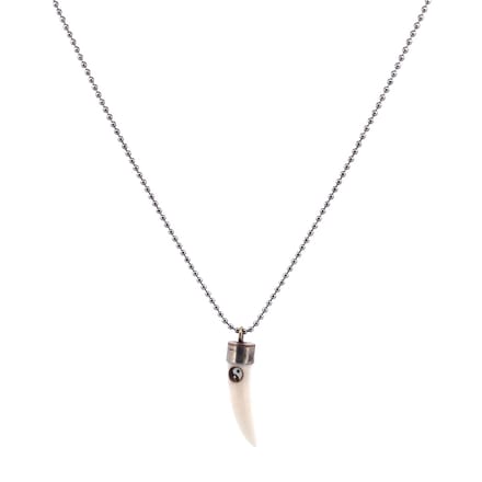 IbizaMen - Heren ketting - ballchain RVS - tand yin yang - 74cm