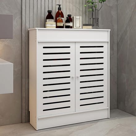Decoratieve CV-omkasting Wit met 2 Deuren en Opbergplank Modern PVC