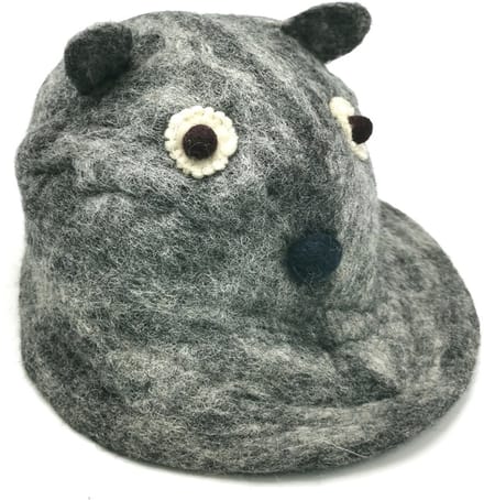 Vilten hoed "Muis" grijs - 100% wol - Handgemaakt - 100% wol - One size