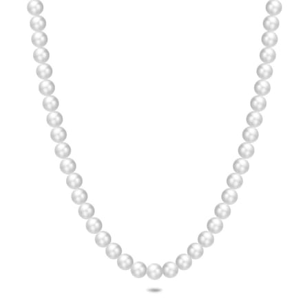 Twice As Nice Halsketting in zilver, parels 50cm+5cm