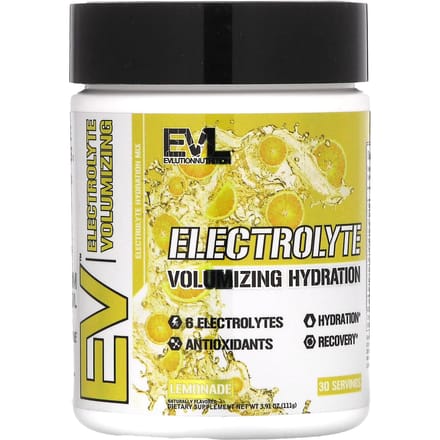 EVLution Nutrition, Hydratation Volumisante Électrolytique, Saveur Limonade, 3,91 oz (111 g)