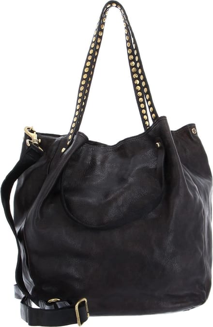 CAMPOMAGGI Leren Shopper Schoudertas Large Shopping Bag Grigio Antraciet