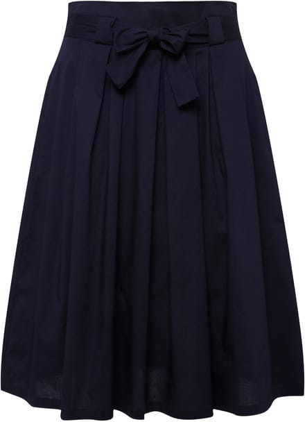 Ulla Popken - Dames - Geplooide rok A-lijn comfortabele tailleband strikband - Marine - Maat 54