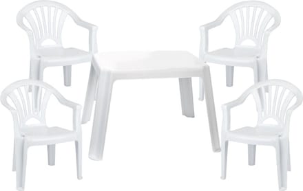 Kunststof kindertuinset tafel met 4 stoelen wit