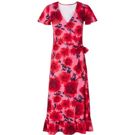 ESMARA Dames wikkeljurk (Patroon roze/rood, S)