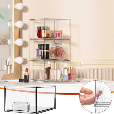 Make-up organizer - Ladekast opberger - Cosmetica sorteren - Stapelbaar ontwerp - 4 stuks - Transparant