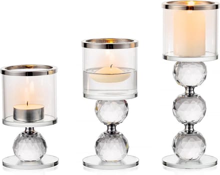 Set van 3 Kristallen Kaarshouders Glas voor Diner Tafeldecoratie en Bruiloften