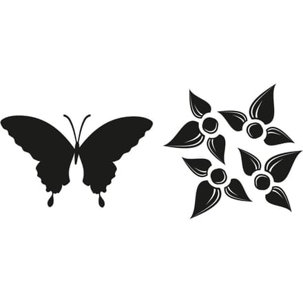 Reliëf inlegset "Vlinder, Bloem"