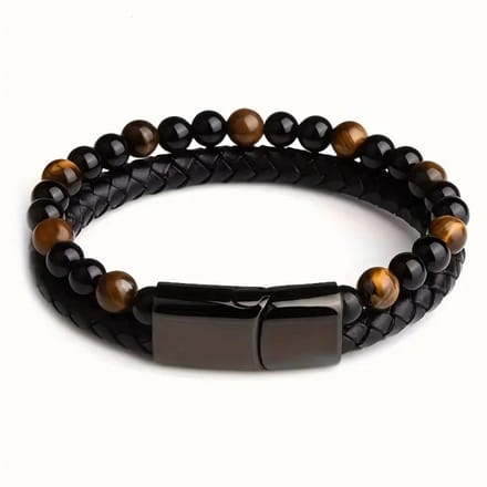 Nivard Armband - Staal - Nep Zilver - Heren - Geel