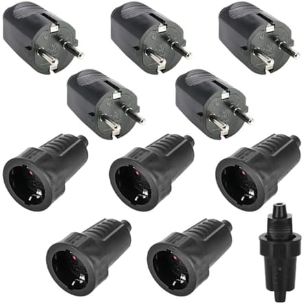 Schuko-stekkerkoppeling 250 V 16 A IP54 - Waterdicht en Rubber voor Buitengebruik - 5 Paar