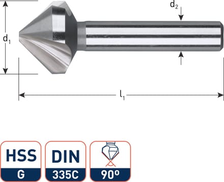 HSS-G Verzinkfrees 90°, DIN 335C, ø16,5 M8) (
