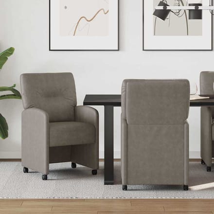 vidaXL Eetkamerstoelen met Wieltjes 2 st Kunstleer Grijs