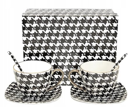Koningin Isabell Pepita Mokken Set (2 stuks) met Lepels