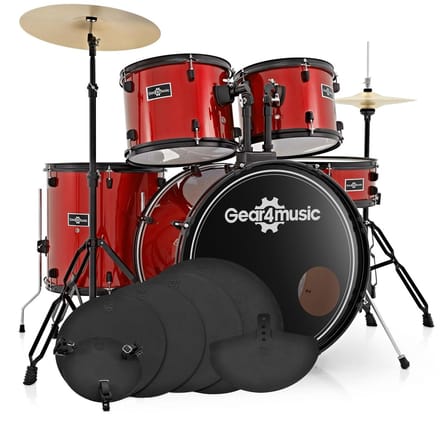 BDK-1 Fullsize Beginnersdrumstel + Oefenpakket, Rood