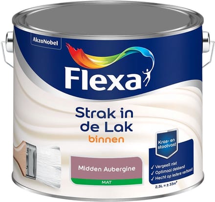 Flexa - Strak In De Lak Binnenlak Mat - Midden Aubergine - Mengverf - 2,5 L