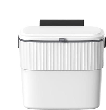 Keuken Compostbak - Afvalmand Container - Afval Verwerken - Geurblokkerend Dubbeldeksel - 7 Liter - Wit