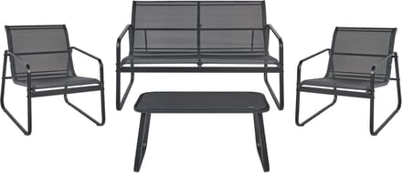 BARREA - Loungeset 4-zits - Zwart - Metaal