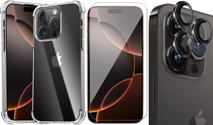 Hoesje geschikt voor iPhone 16 Pro - Screenprotector Glas & Camera Protector - Shockproof Transparant met Extra Hoekbescherming