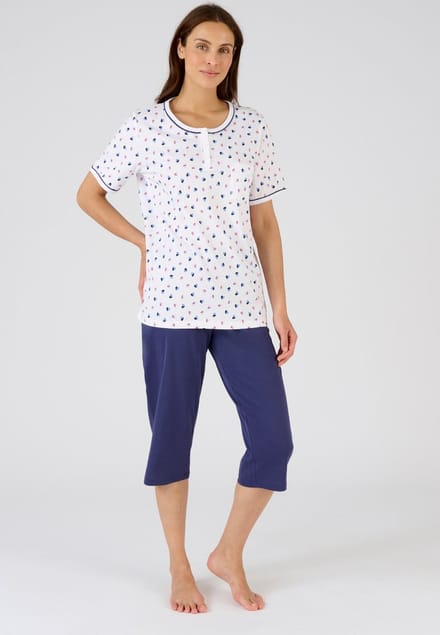 Damart - Pyjashort van zuiver gekamd katoen - Dames - Blauw - 38-40 (S)