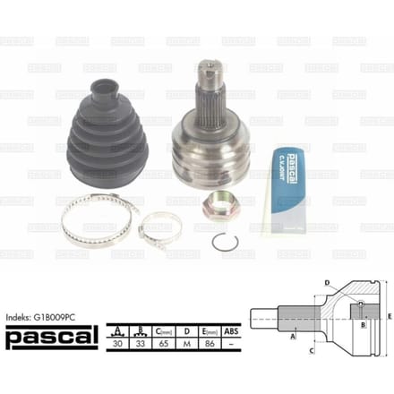 Homokineet reparatie set, aandrijfas PASCAL G1B009PC