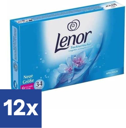 Lenor Droogtrommeldoekjes Aprilfris - 12 x 34 Doekjes