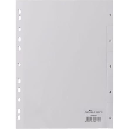 Durable 6505 Register Din A4 1-5 Polypropyleen Grijs 5 Tabbladen 650510